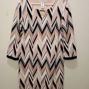 Dex Multicolor Chevron Long Sleeve Dress